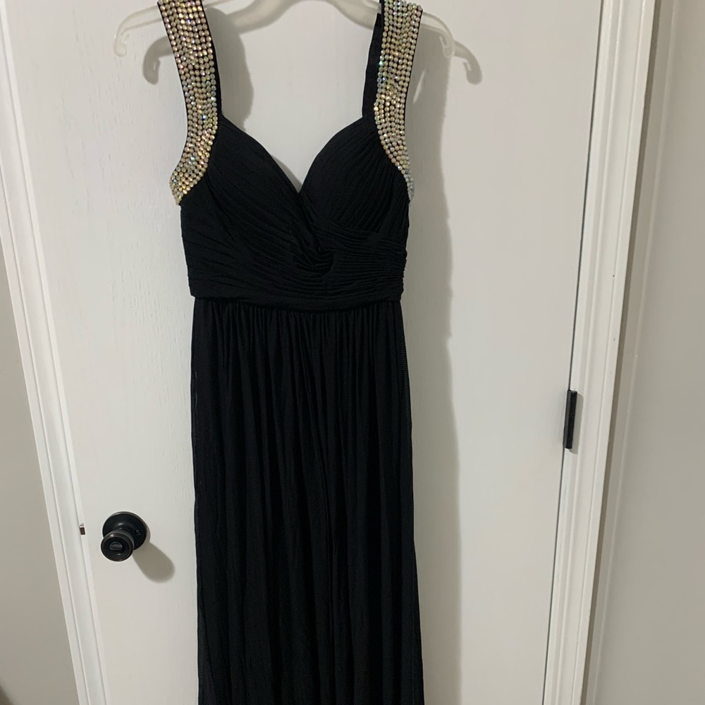 Black flowy dress with studded strap sleeves